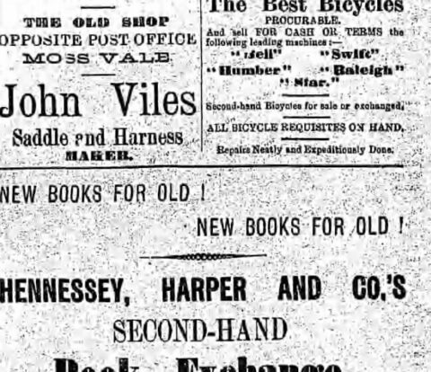 John Viles saddle and harness advertisement from 1898