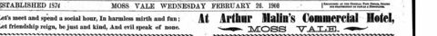 Arthur Malin's Commercial Hotel advertisement from 1908