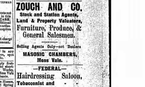1899 advertisement for Zouch and Company at Masonic Chambers in Moss Vale