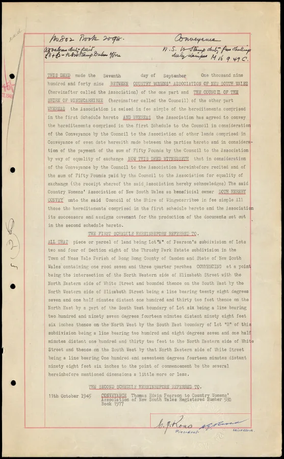The Country Women’s Association exchanges land with council