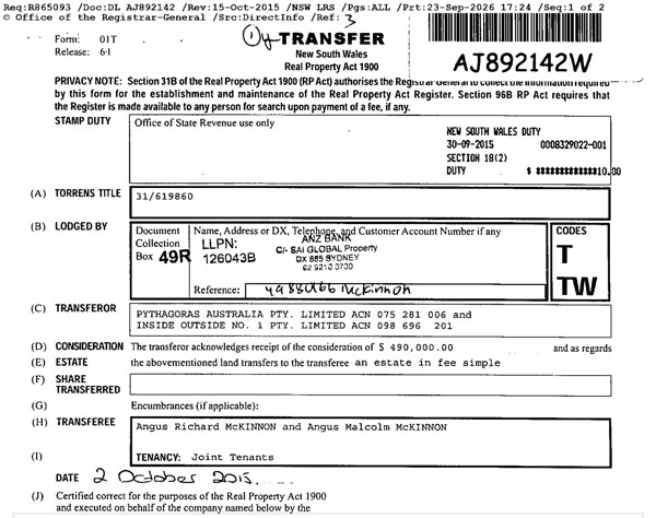The October 2015 transfer