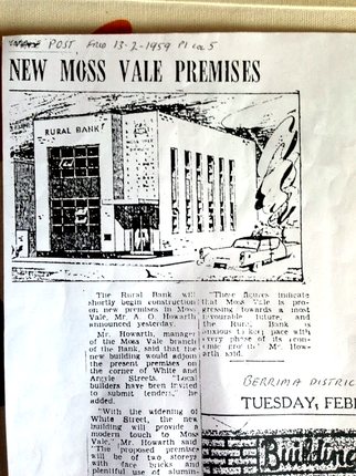 Complete February 1959 article announcing the new Moss Vale Rural Bank premises