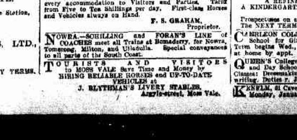 1906 Blythman livery stables advertisement