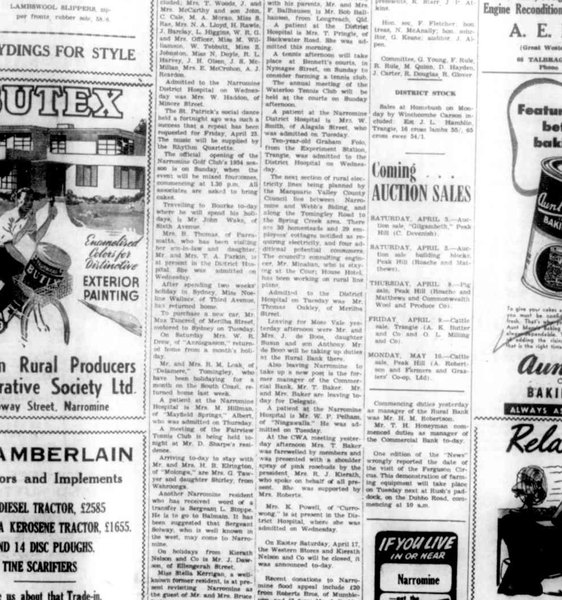 1954 newspaper notice of J de Boos transferring to the Moss Vale Rural Bank