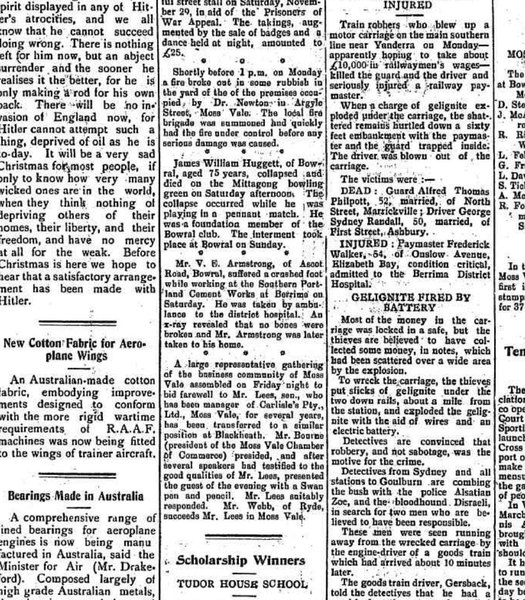 1941 newspaper notice about the manager of Carlisles at Moss Vale